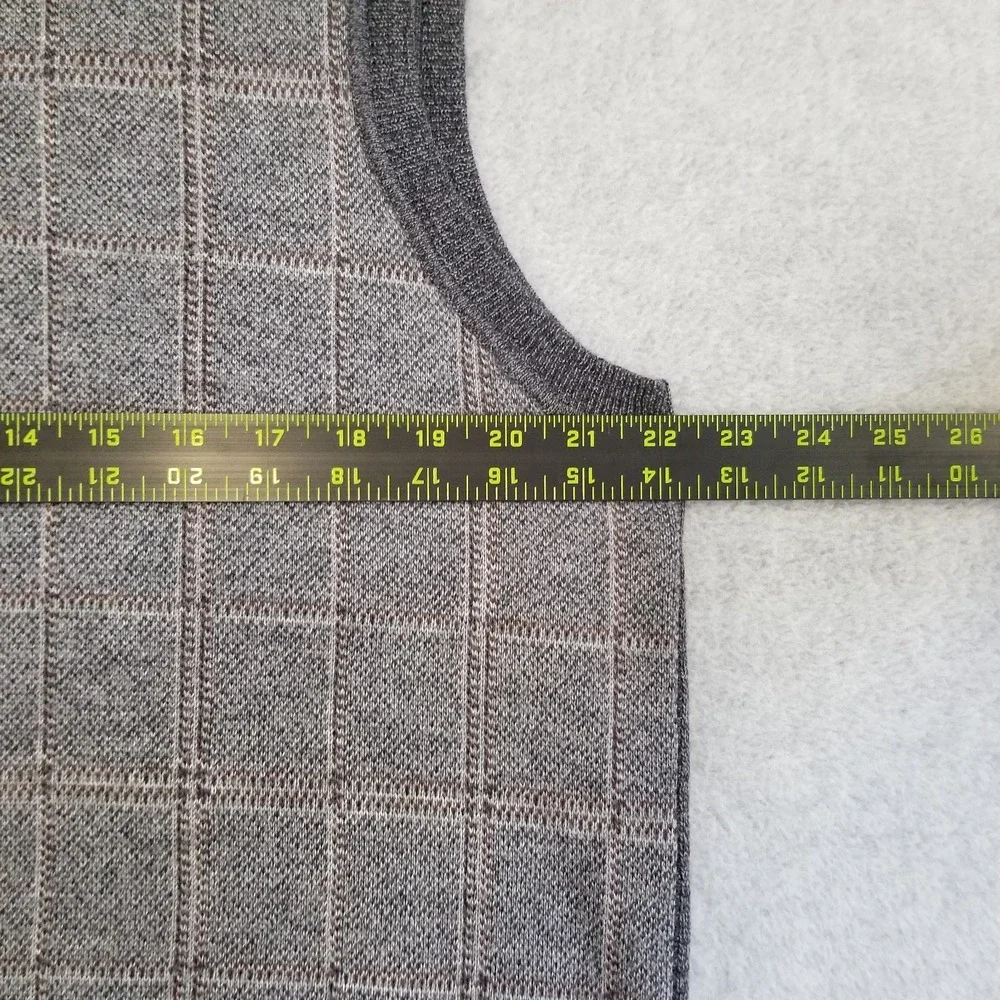 Brooks Brothers Sweater Vest Mens Extra Large Gray Merino Wool Plaid VTG